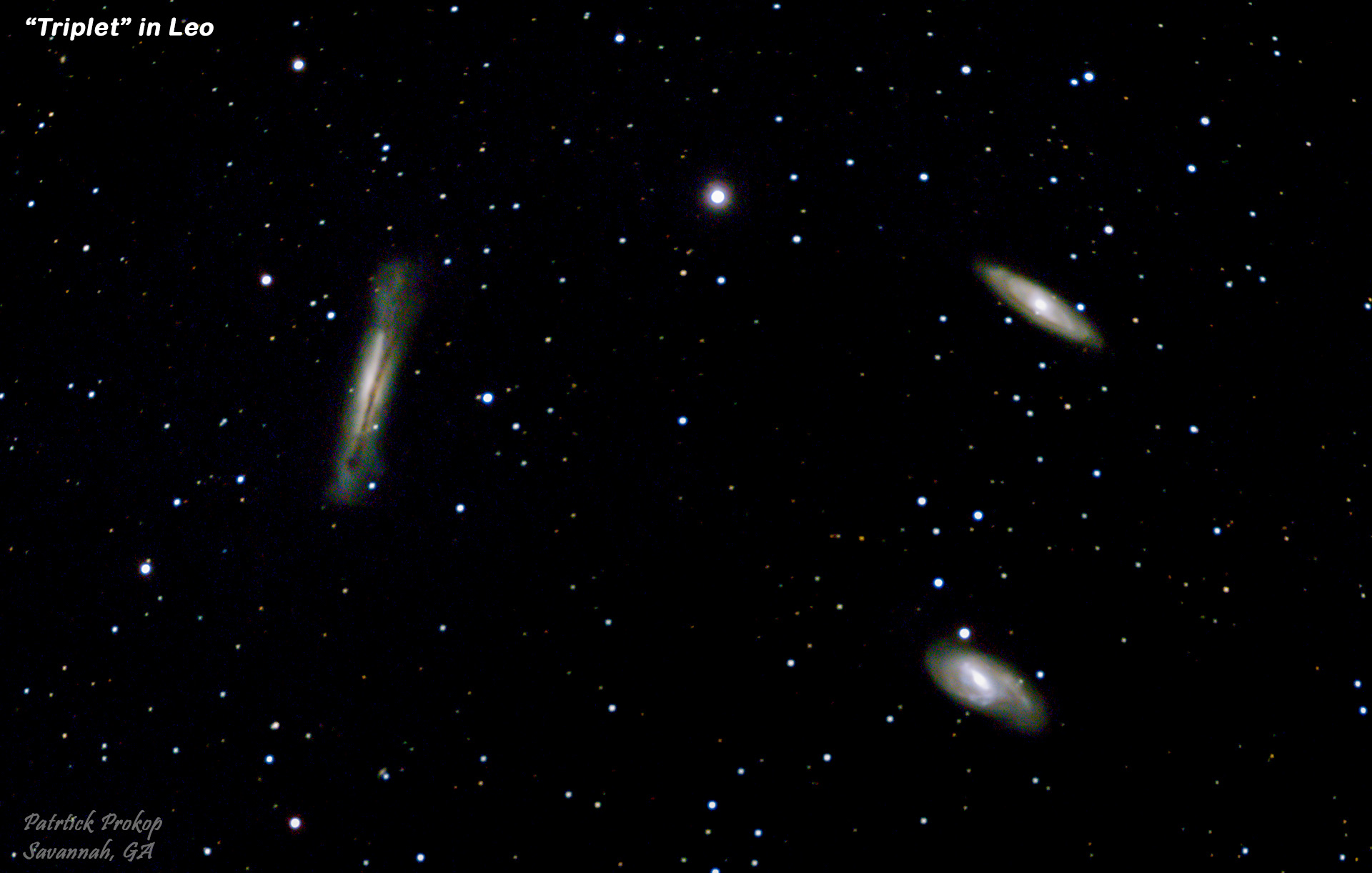 The Triplet in Leo, M65, 66 and NGC 3268, March 22, 2019  ... Click on image for larger view