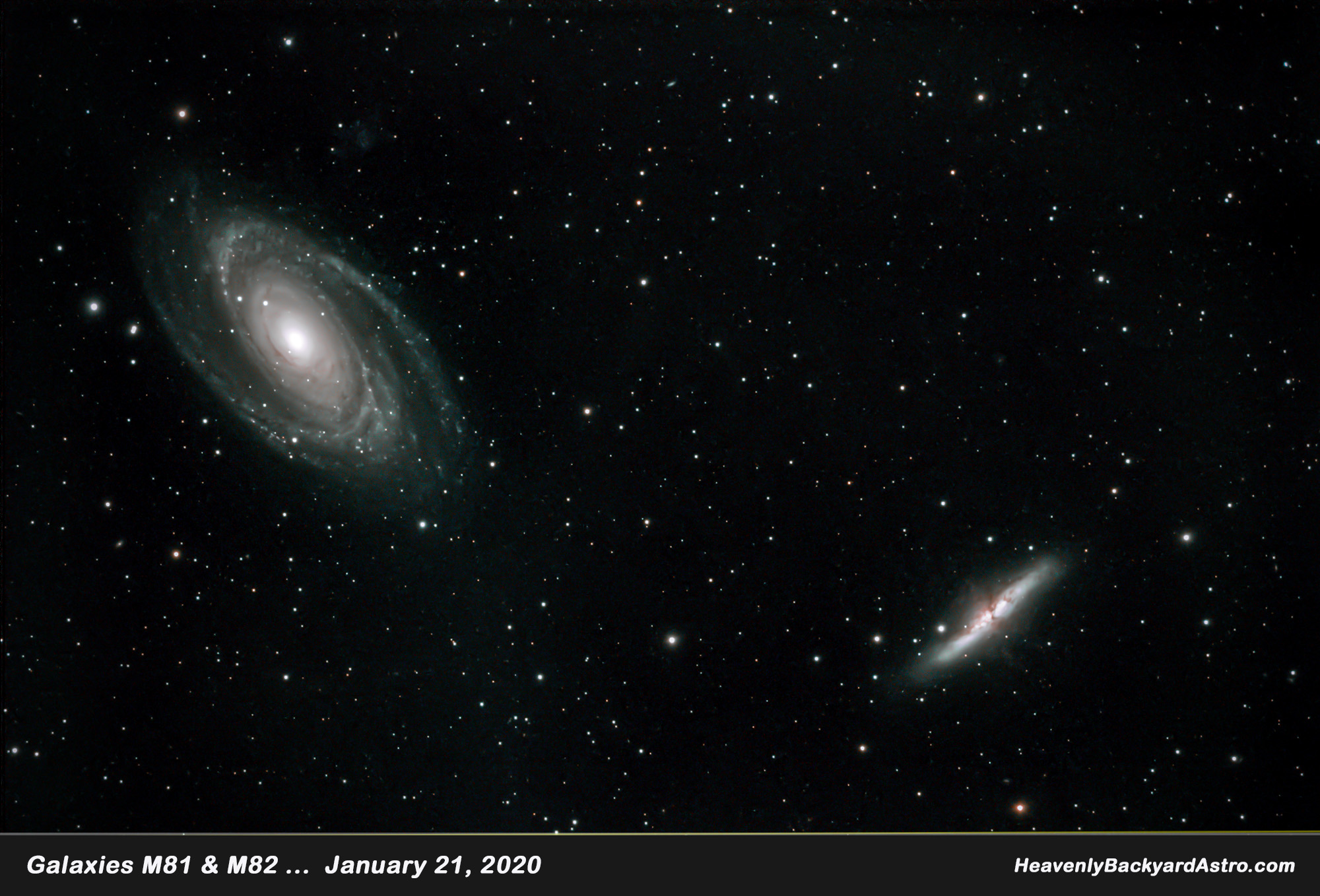 Galaxies M81 & M82, January 21, 2020 ... Click on image for larger view Galaxies M81 & M82, January 21, 2020