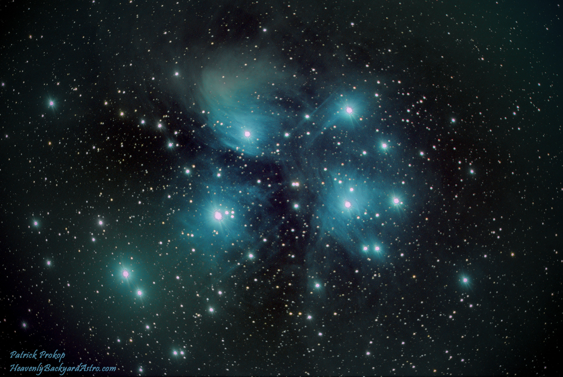 The Pleiades Star Cluster, Messier 45 ...  60 min exposure ... on November 19, 2019  ... Click on image for larger view